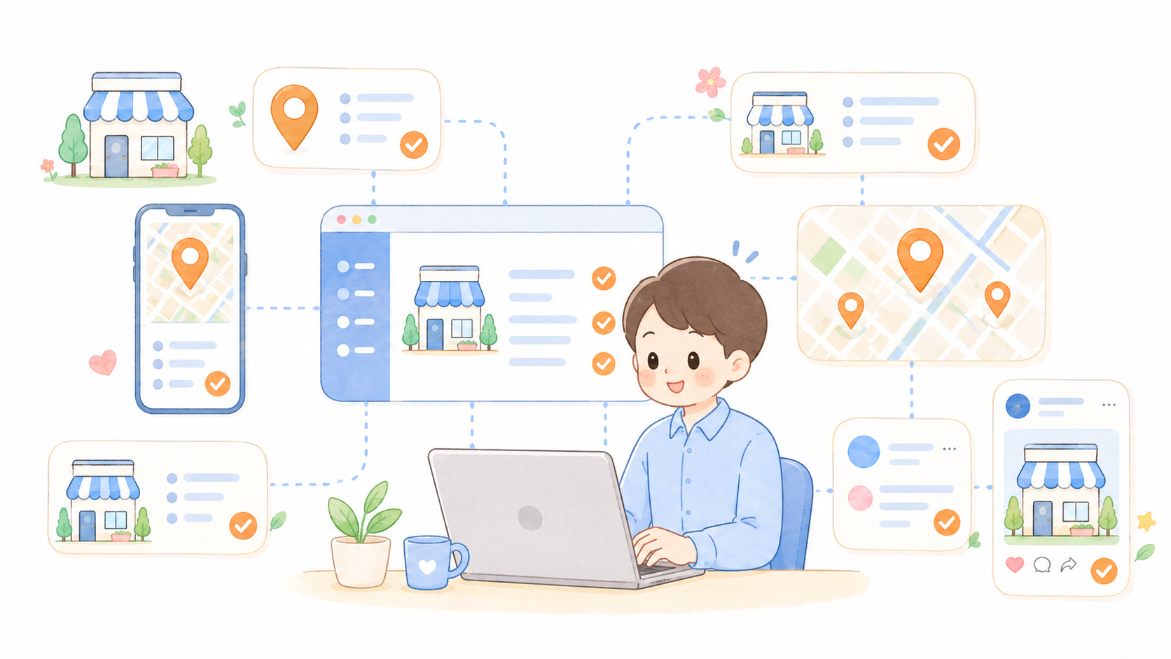 サイテーション対策で店舗名・住所・電話番号を確認するWeb担当者