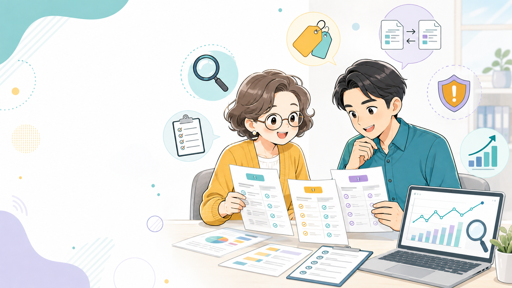 SEO対策の見積書を比較する企業のWeb担当者