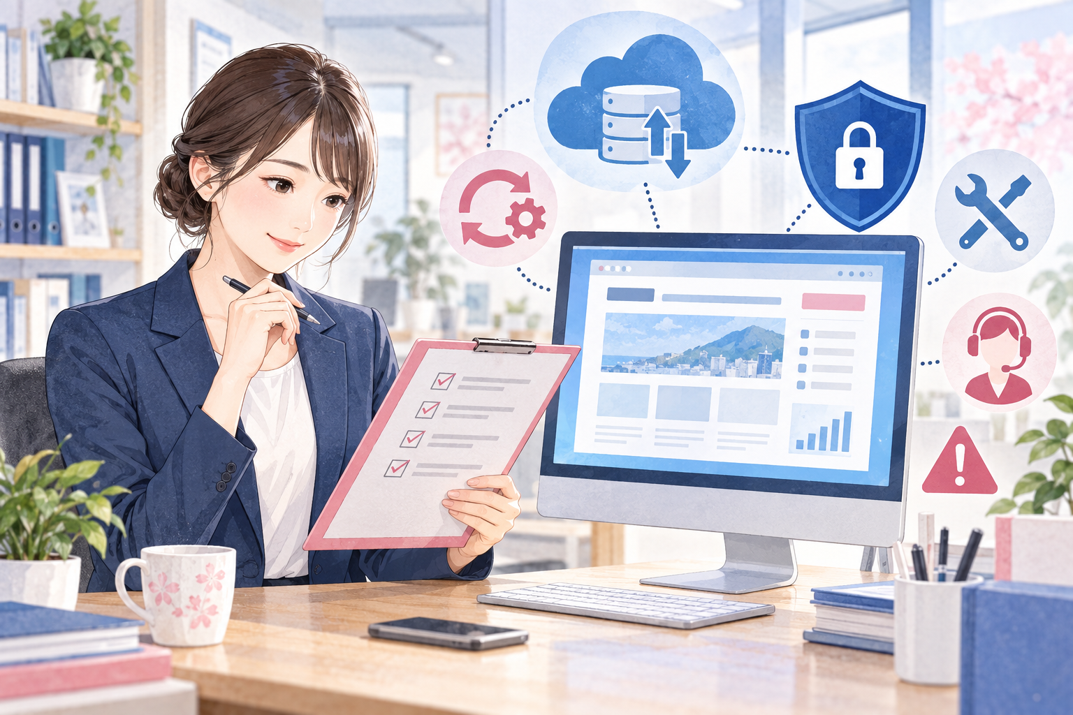 ホームページのバックアップやセキュリティを確認するWeb担当者