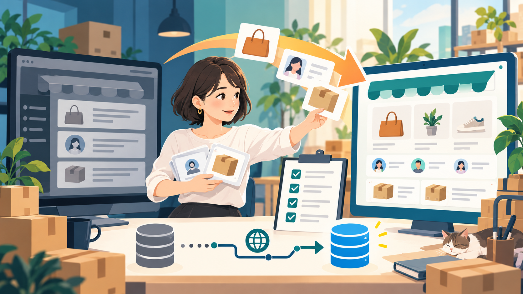 makeshopからShopifyへの商品・顧客・注文データ移行を確認するEC担当者